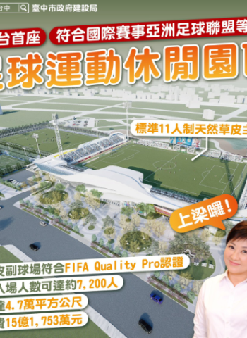 臺中首座AFC認證國際足球園區今上梁　15.2億打造全國指標性場域