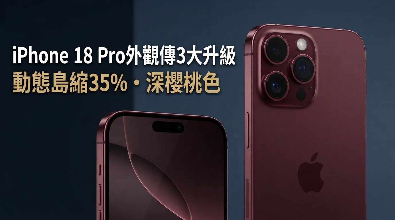 蘋果iPhone 18 Pro外觀傳聞曝光：動態島縮小、機身整合與深櫻桃色成設計焦點