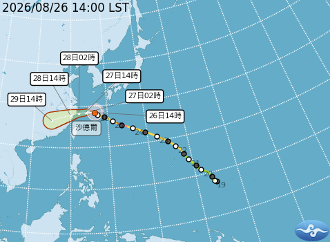 沙德爾颱風最新消息｜路徑北修、強度逐漸減弱　明後天最接近台灣