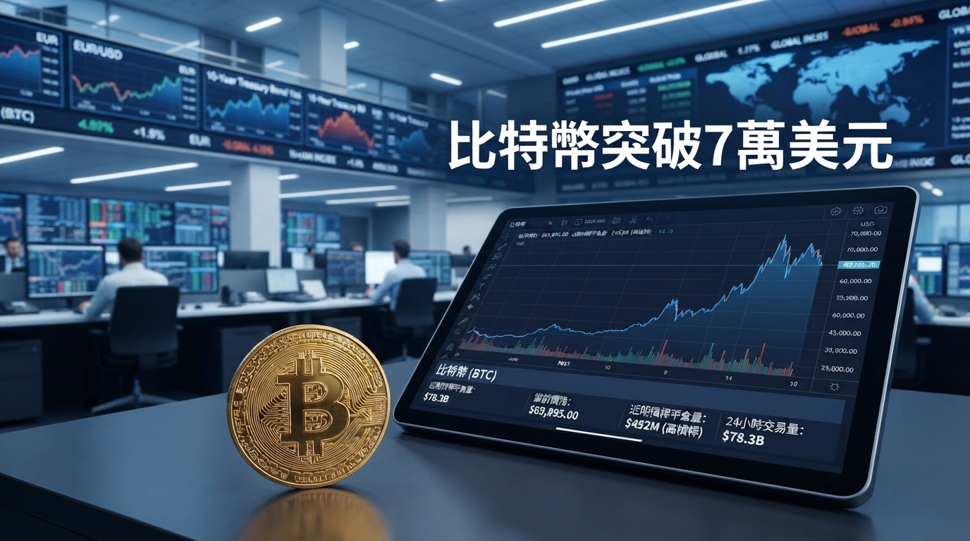 比特幣突破7萬美元創近2個月高點　空軍遭血洗24小時爆倉逾30億美元