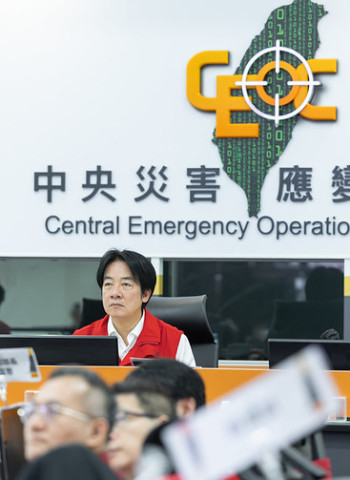 賴清德總統視導中央災害應變中心　要求中央地方合作落實防颱整備　全面因應巴威颱風降低災害風險