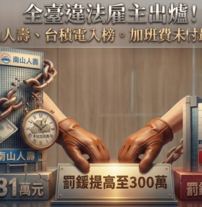 全臺十大違法雇主最新出爐！南山人壽居冠、台積電入榜，勞團呼籲修法提高罰責，未給加班費仍為最大宗