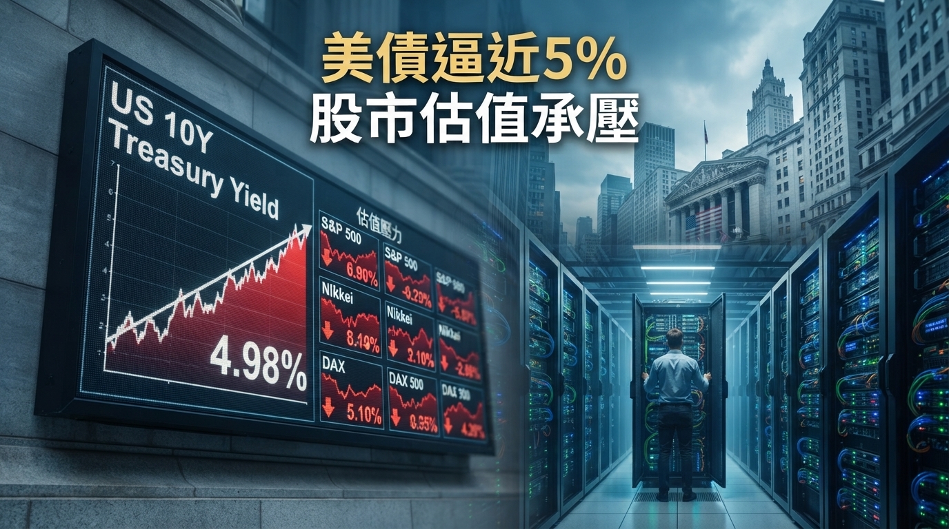 美債殖利率逼近5%成全球股市警戒線　法興銀行示警10年期升至5.5%恐壓縮美股估值