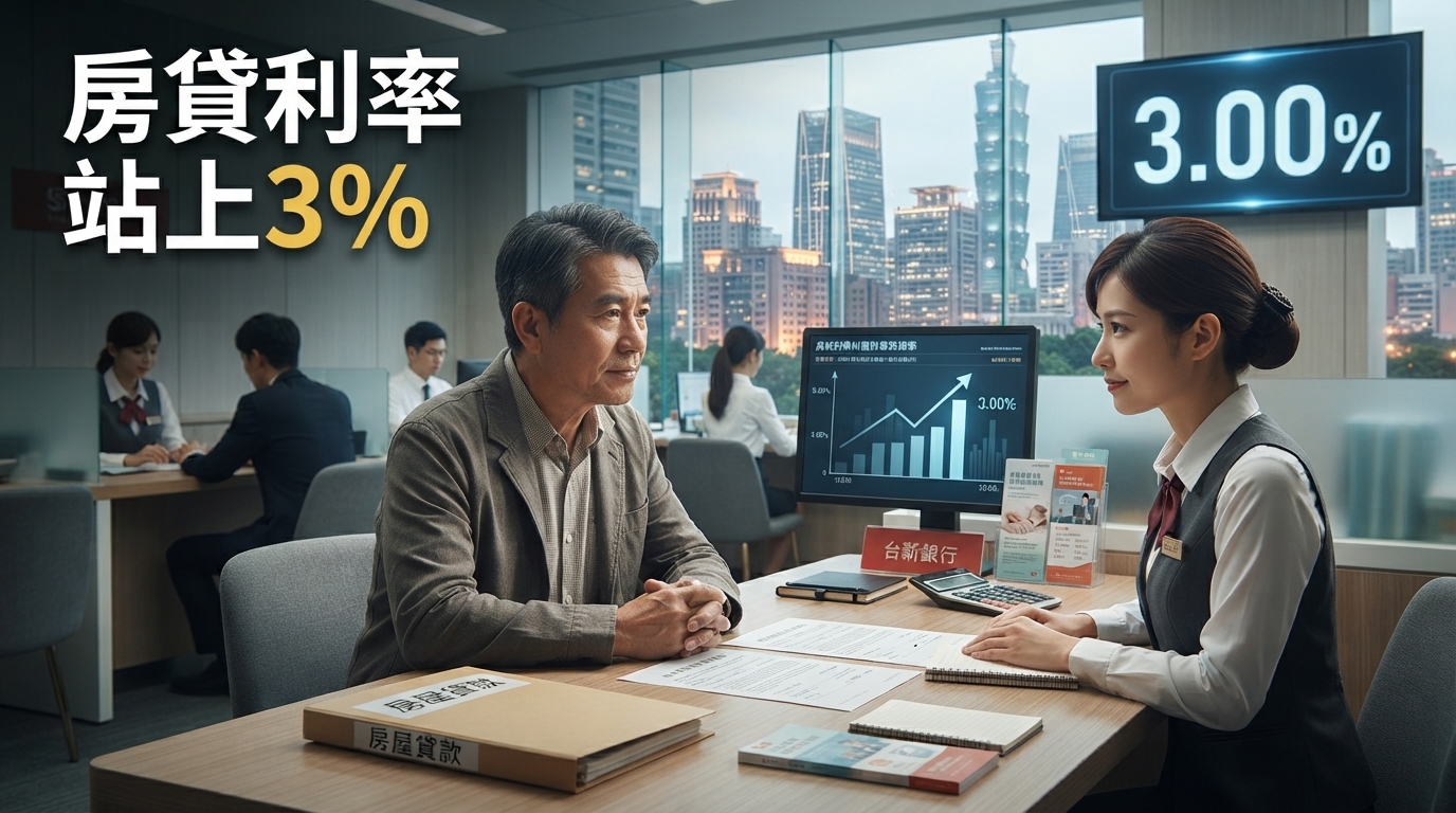 台新銀台北首購房貸利率站上3%　銀行資金緊俏推升房貸成本，排撥潮再起