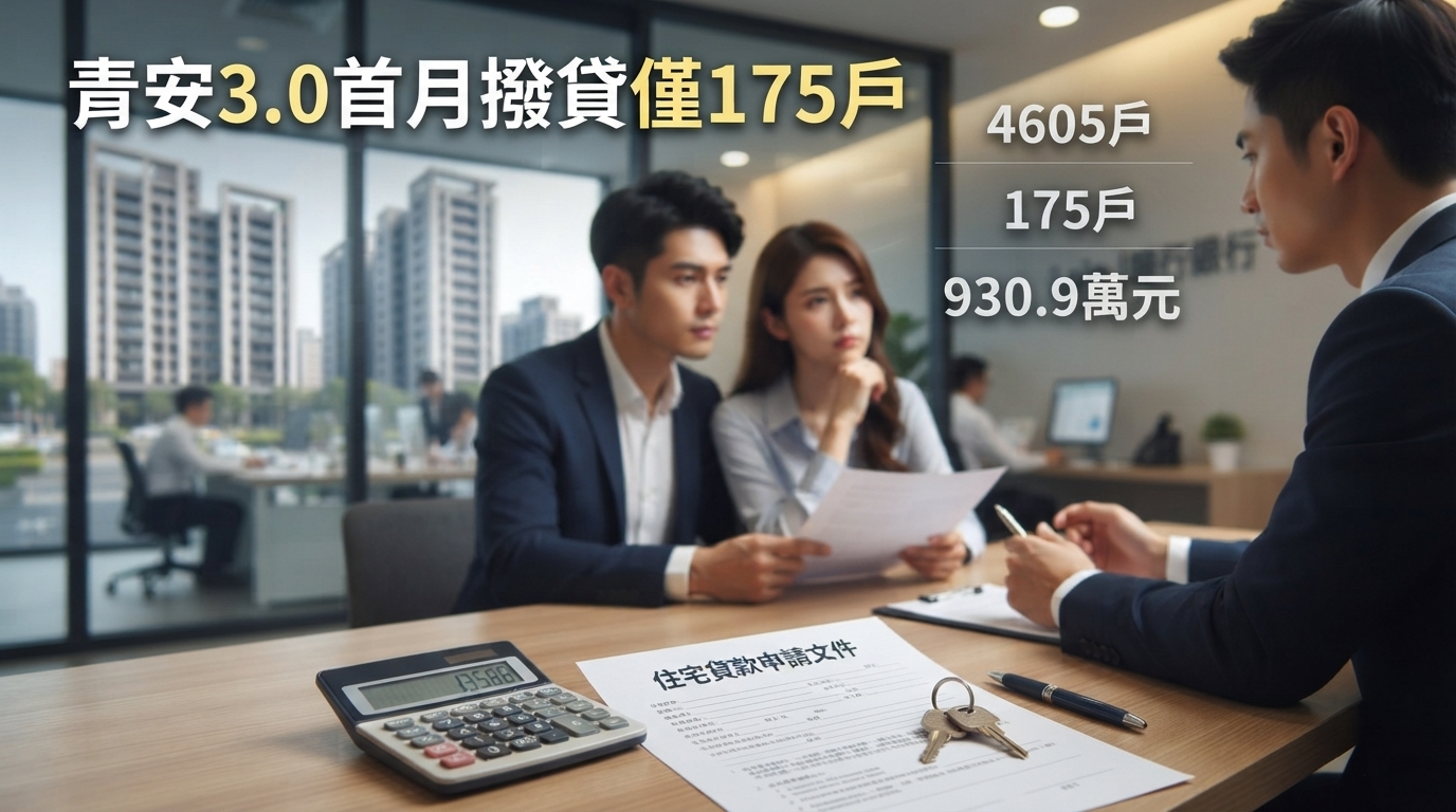 青安3.0首月受理4605戶、撥貸175戶　平均貸款930.9萬元創系列新高